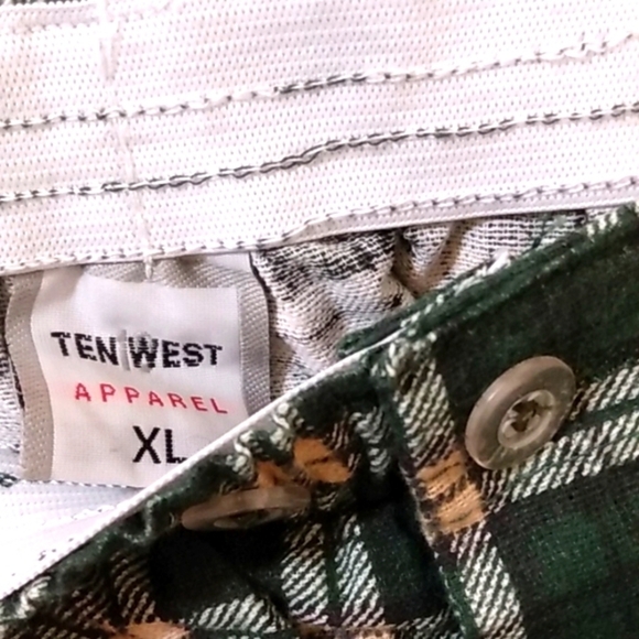 TEN WEST DARK GREEN PLAID PAJAMA PANTS & LONG SLEEVE SHIRT SET SIZE XL EUC - Picture 6 of 8